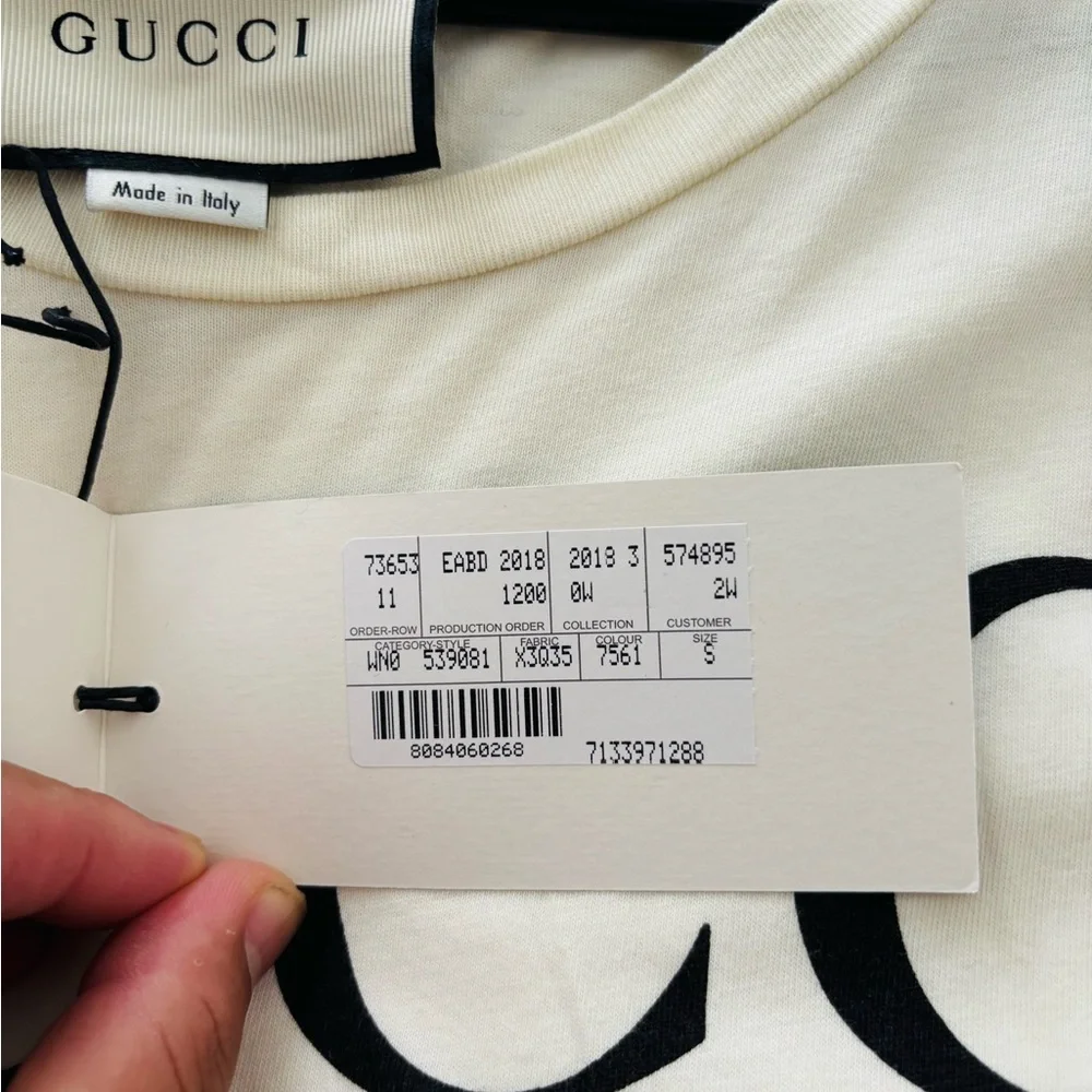 Gucci Cream Logo Print Cotton Oversized Crewneck TShirt Small